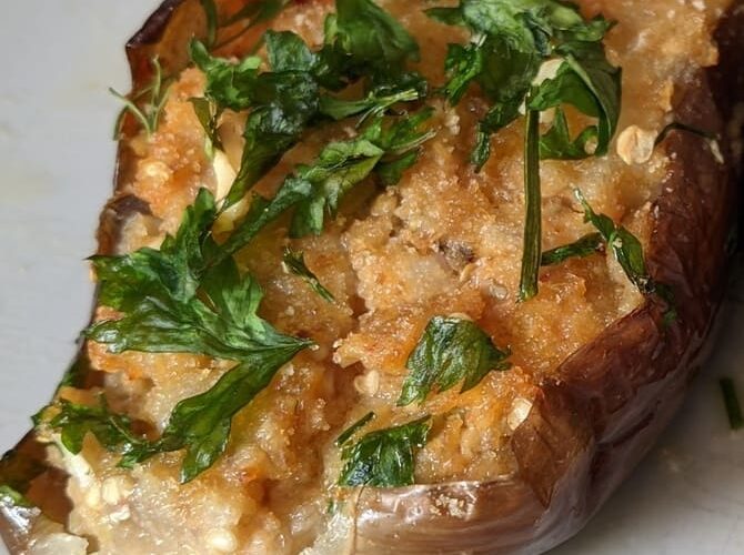 Berenjenas rellenas al horno estilo menorquin